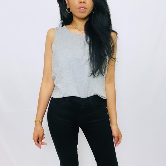 Vintage | Grey Cotton Blend Crew Neck Basic Knit Sweater Vest S - Picture 6 of 9